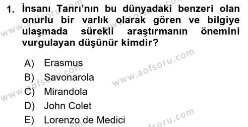 Modern Felsefe 1 Dersi 2022 - 2023 Yılı Yaz Okulu Sınavı 1. Soru