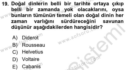 Modern Felsefe 1 Dersi 2022 - 2023 Yılı Yaz Okulu Sınavı 19. Soru