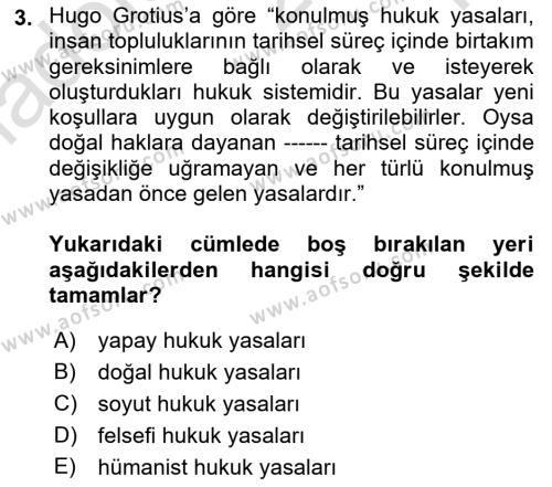 Modern Felsefe 1 Dersi 2022 - 2023 Yılı Yaz Okulu Sınavı 3. Soru