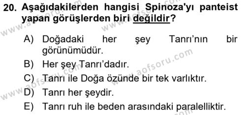 Modern Felsefe 1 Dersi 2023 - 2024 Yılı (Vize) Ara Sınavı 20. Soru