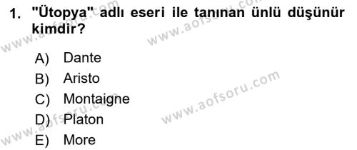 Modern Felsefe 1 Dersi 2023 - 2024 Yılı (Final) Dönem Sonu Sınavı 1. Soru