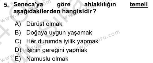 Modern Felsefe 1 Dersi 2023 - 2024 Yılı Yaz Okulu Sınavı 5. Soru