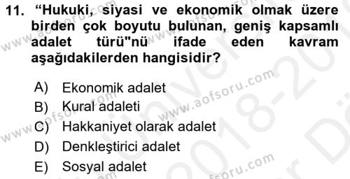 Siyaset Felsefesi 2 Dersi 2018 - 2019 Yılı (Vize) Ara Sınavı 11. Soru