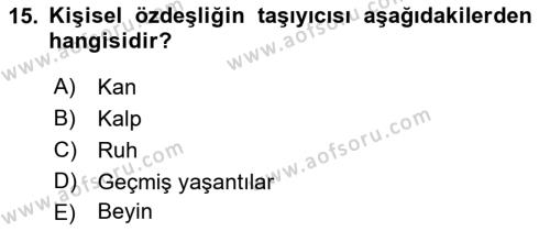 Zihin Felsefesi Dersi 2021 - 2022 Yılı Yaz Okulu Sınavı 15. Soru