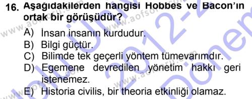 Tarih Felsefesi 1 Dersi 2012 - 2013 Yılı (Final) Dönem Sonu Sınavı 16. Soru