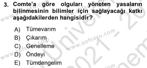 Tarih Felsefesi 2 Dersi 2021 - 2022 Yılı (Final) Dönem Sonu Sınavı 3. Soru