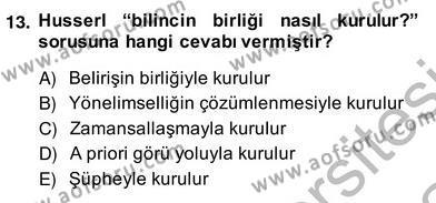 Çağdaş Felsefe 2 Dersi 2013 - 2014 Yılı (Vize) Ara Sınavı 13. Soru