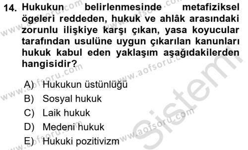 Çağdaş Felsefe 2 Dersi 2021 - 2022 Yılı (Final) Dönem Sonu Sınavı 14. Soru