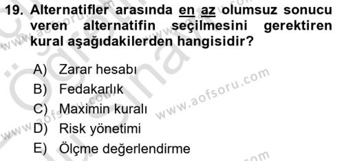 Çağdaş Felsefe 2 Dersi 2021 - 2022 Yılı Yaz Okulu Sınavı 19. Soru