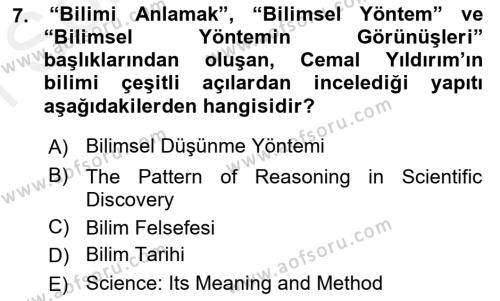 Türkiye´de Felsefenin Gelişimi 1 Dersi 2016 - 2017 Yılı (Final) Dönem Sonu Sınavı 7. Soru