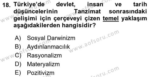 Türkiye´de Felsefenin Gelişimi 1 Dersi 2017 - 2018 Yılı (Final) Dönem Sonu Sınavı 18. Soru