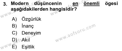 Türkiye´de Felsefenin Gelişimi 1 Dersi 2018 - 2019 Yılı (Vize) Ara Sınavı 3. Soru