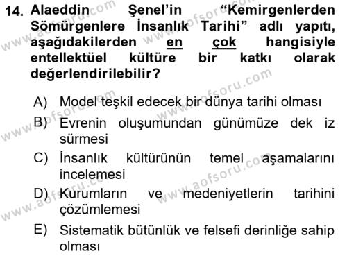 Türkiye´de Felsefenin Gelişimi 1 Dersi 2018 - 2019 Yılı (Final) Dönem Sonu Sınavı 14. Soru