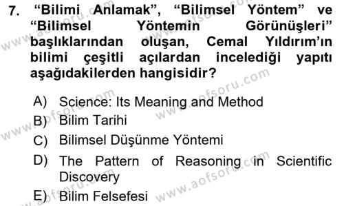 Türkiye´de Felsefenin Gelişimi 1 Dersi 2018 - 2019 Yılı (Final) Dönem Sonu Sınavı 7. Soru