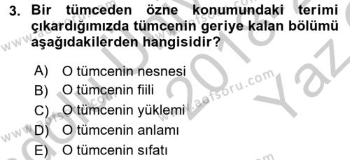 Dil Felsefesi Dersi 2018 - 2019 Yılı Yaz Okulu Sınavı 3. Soru