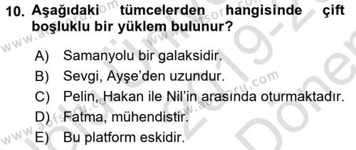 Dil Felsefesi Dersi 2019 - 2020 Yılı (Final) Dönem Sonu Sınavı 10. Soru