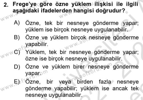 Dil Felsefesi Dersi 2022 - 2023 Yılı (Final) Dönem Sonu Sınavı 2. Soru