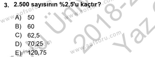 Finans Matematiği Dersi 2018 - 2019 Yılı Yaz Okulu Sınavı 3. Soru