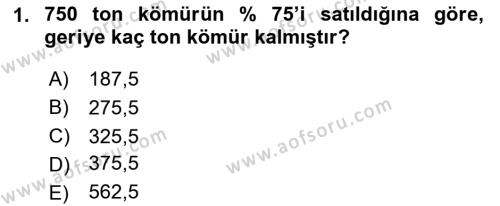 Finans Matematiği Dersi 2020 - 2021 Yılı Yaz Okulu Sınavı 1. Soru