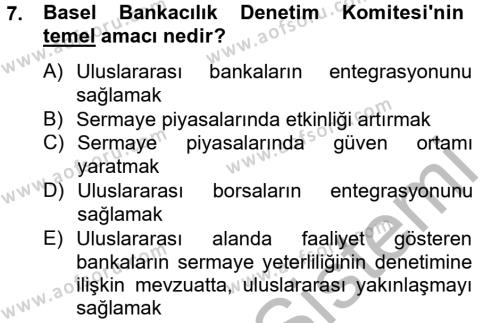 Finansal Kurumlar Dersi 2012 - 2013 Yılı (Vize) Ara Sınavı 7. Soru