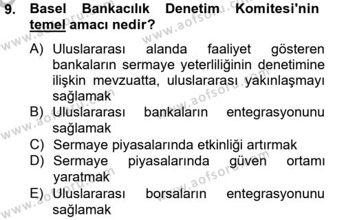 Finansal Kurumlar Dersi 2014 - 2015 Yılı (Vize) Ara Sınavı 9. Soru