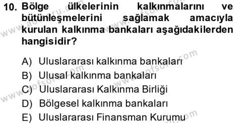 Finansal Kurumlar Dersi 2014 - 2015 Yılı (Final) Dönem Sonu Sınavı 10. Soru