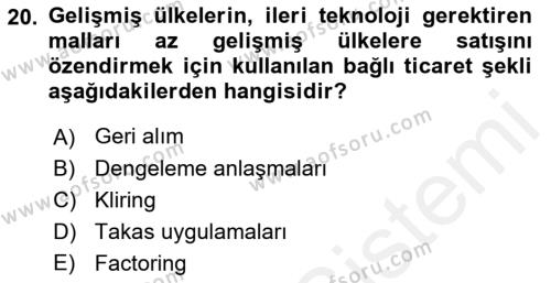 Finansal Yönetim 1 Dersi 2018 - 2019 Yılı (Final) Dönem Sonu Sınavı 20. Soru