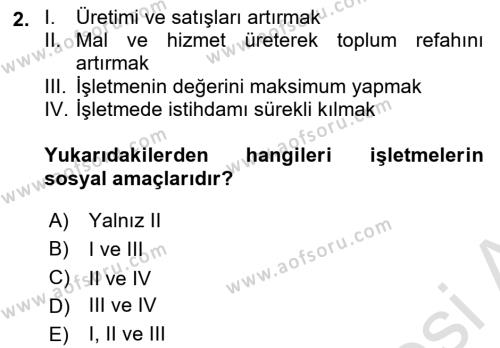 Finansal Yönetim 1 Dersi 2019 - 2020 Yılı (Vize) Ara Sınavı 2. Soru