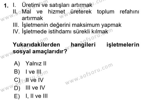 Finansal Yönetim 1 Dersi 2021 - 2022 Yılı (Vize) Ara Sınavı 1. Soru