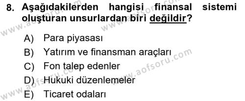 Finansal Yönetim 1 Dersi 2021 - 2022 Yılı (Vize) Ara Sınavı 8. Soru