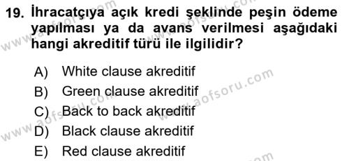 Finansal Yönetim 1 Dersi 2022 - 2023 Yılı (Final) Dönem Sonu Sınavı 19. Soru