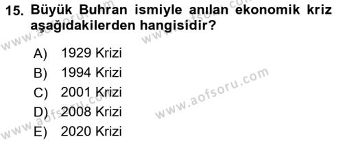 Finansal Yönetim 2 Dersi 2021 - 2022 Yılı (Final) Dönem Sonu Sınavı 15. Soru