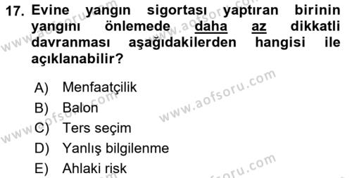 Finansal Yönetim 2 Dersi 2021 - 2022 Yılı Yaz Okulu Sınavı 17. Soru