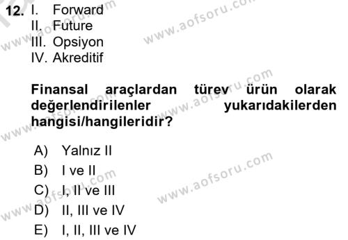 Finansal Yönetim 2 Dersi 2022 - 2023 Yılı Yaz Okulu Sınavı 12. Soru