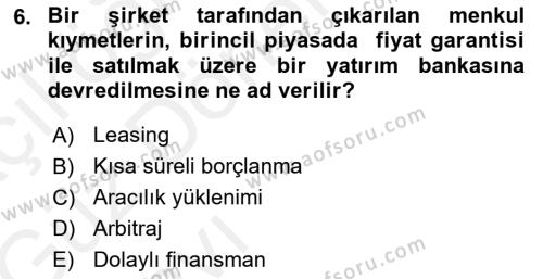 Spor Finansmanı Dersi 2018 - 2019 Yılı (Vize) Ara Sınavı 6. Soru