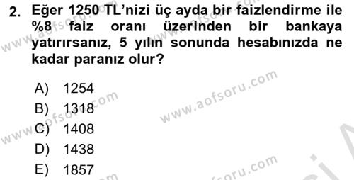 Spor Finansmanı Dersi 2021 - 2022 Yılı (Final) Dönem Sonu Sınavı 2. Soru