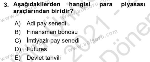 Spor Finansmanı Dersi 2021 - 2022 Yılı (Final) Dönem Sonu Sınavı 3. Soru