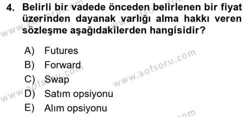 Spor Finansmanı Dersi 2021 - 2022 Yılı (Final) Dönem Sonu Sınavı 4. Soru