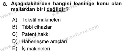 Spor Finansmanı Dersi 2021 - 2022 Yılı (Final) Dönem Sonu Sınavı 8. Soru