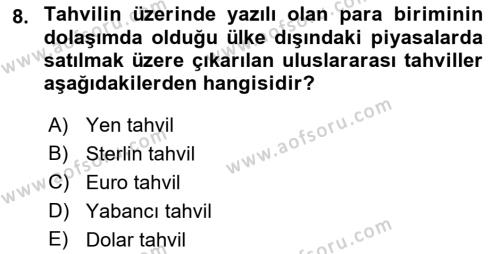 Spor Finansmanı Dersi 2021 - 2022 Yılı Yaz Okulu Sınavı 8. Soru