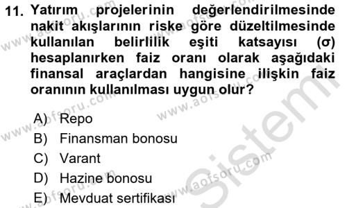 Spor Finansmanı Dersi 2022 - 2023 Yılı (Final) Dönem Sonu Sınavı 11. Soru