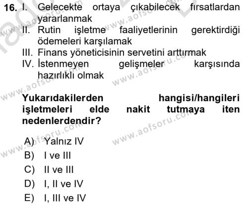 Spor Finansmanı Dersi 2022 - 2023 Yılı (Final) Dönem Sonu Sınavı 16. Soru