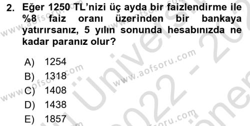 Spor Finansmanı Dersi 2022 - 2023 Yılı (Final) Dönem Sonu Sınavı 2. Soru