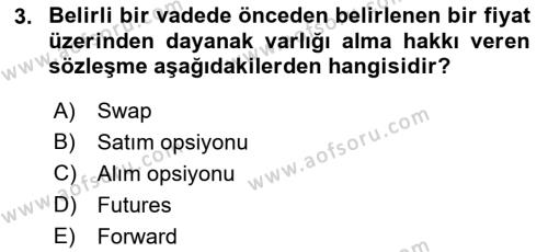 Spor Finansmanı Dersi 2022 - 2023 Yılı (Final) Dönem Sonu Sınavı 3. Soru