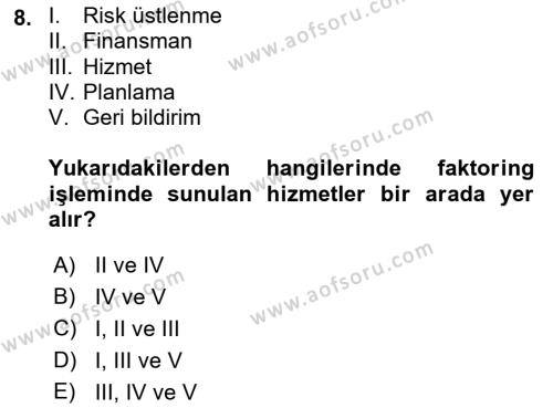 Spor Finansmanı Dersi 2022 - 2023 Yılı Yaz Okulu Sınavı 8. Soru