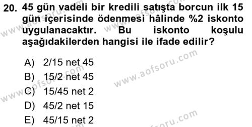 Spor Finansmanı Dersi 2024 - 2025 Yılı (Vize) Ara Sınavı 20. Soru