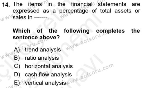 Business Finance 1 Dersi 2018 - 2019 Yılı (Final) Dönem Sonu Sınavı 14. Soru