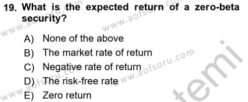 Business Finance 1 Dersi 2018 - 2019 Yılı Yaz Okulu Sınavı 19. Soru