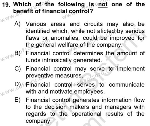 Business Finance 1 Dersi 2019 - 2020 Yılı (Final) Dönem Sonu Sınavı 19. Soru