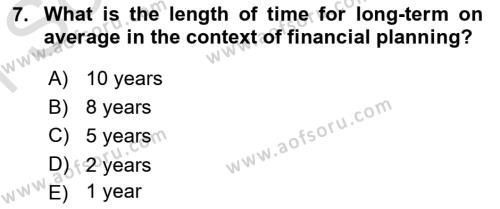 Business Finance 1 Dersi 2019 - 2020 Yılı (Final) Dönem Sonu Sınavı 7. Soru